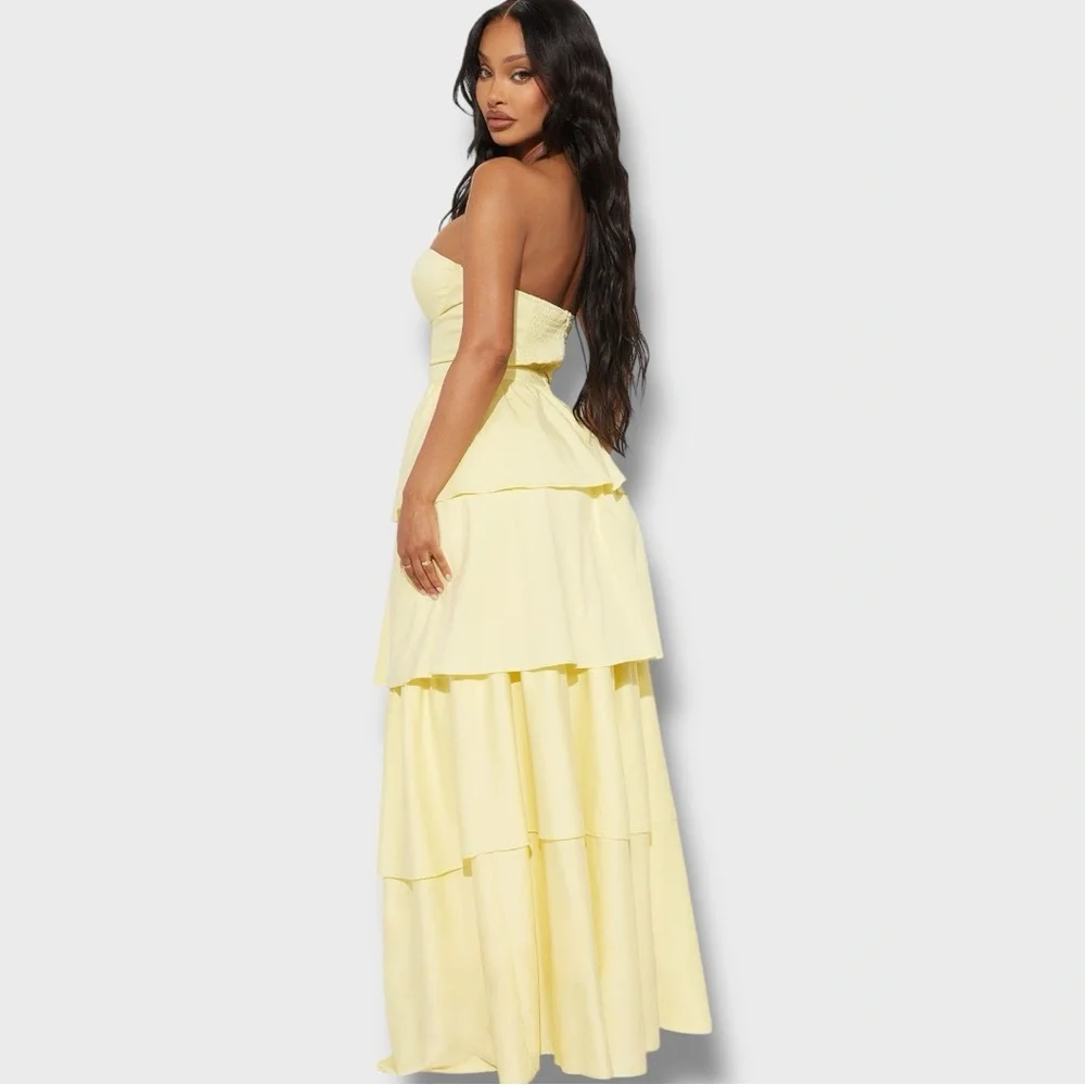 Fashion Nova - Susana Tiered Maxi Dress - Butter Yellow - Picture 3 of 3